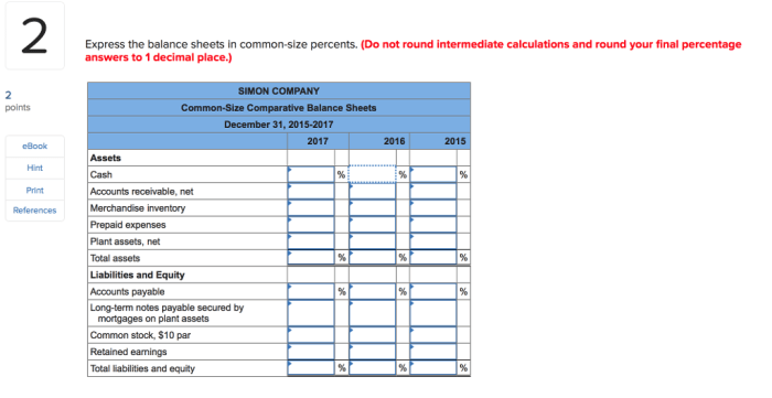 Express the balance sheets in common size percents