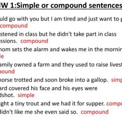 Simple and compound sentences hw 1 answer key